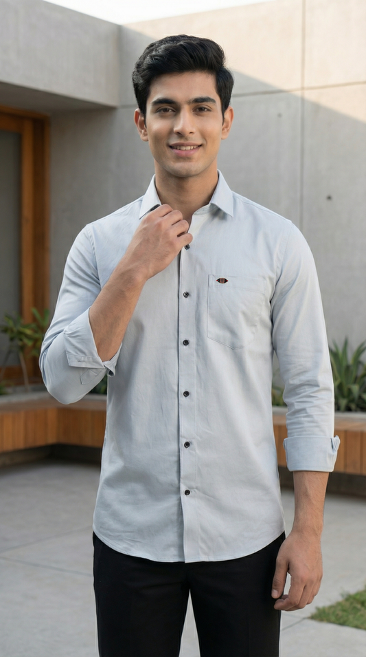 Arctic Silver Satin Shirt