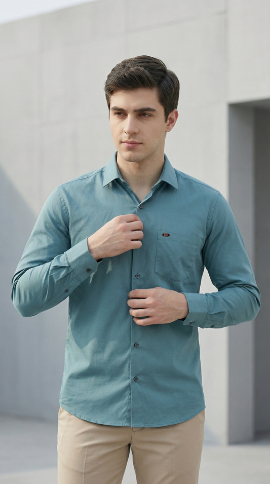 Oceanic Teal Satin Shirt
