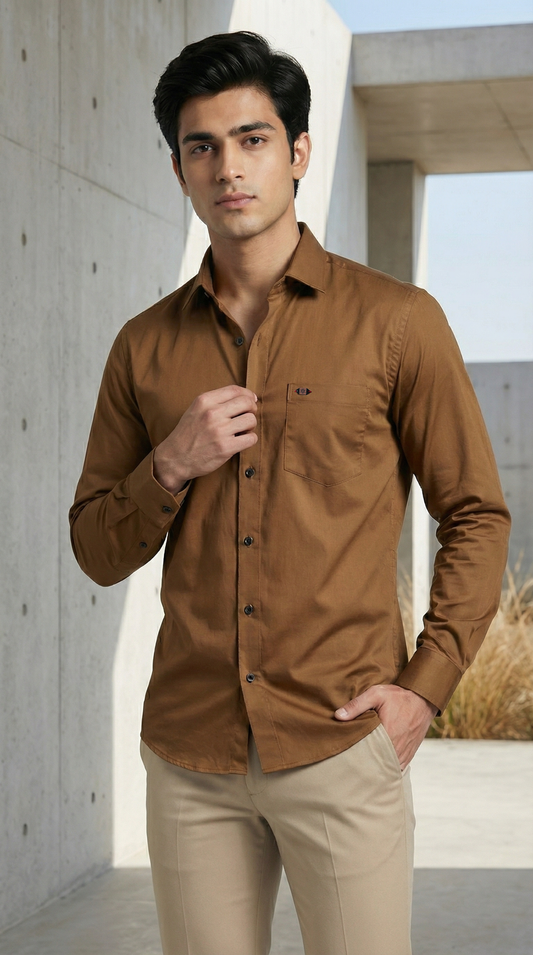Caramel Luxe Satin Shirt