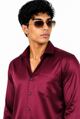 Velvet Wine Satin Shirt