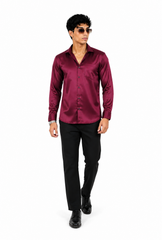 Velvet Wine Satin Shirt