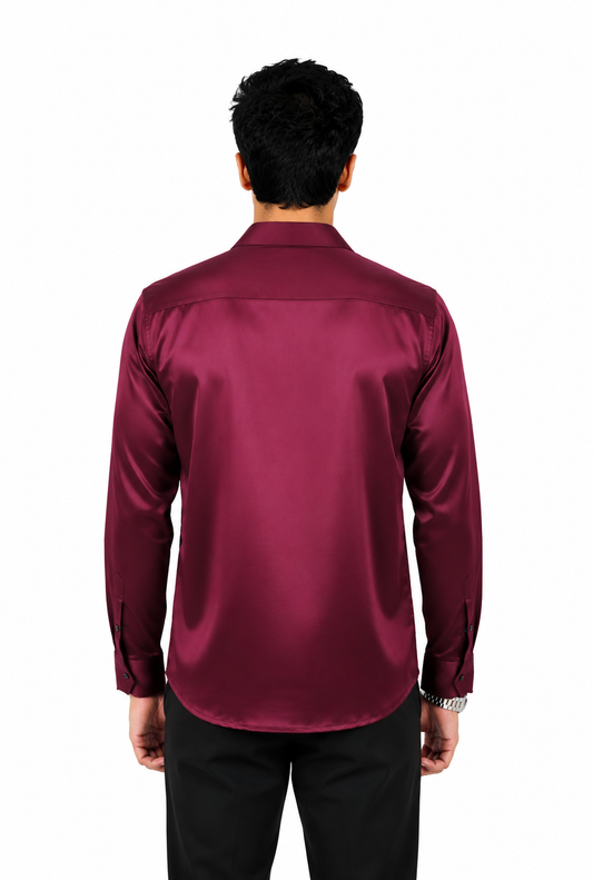 Velvet Wine Satin Shirt