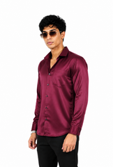 Velvet Wine Satin Shirt