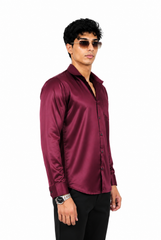 Velvet Wine Satin Shirt