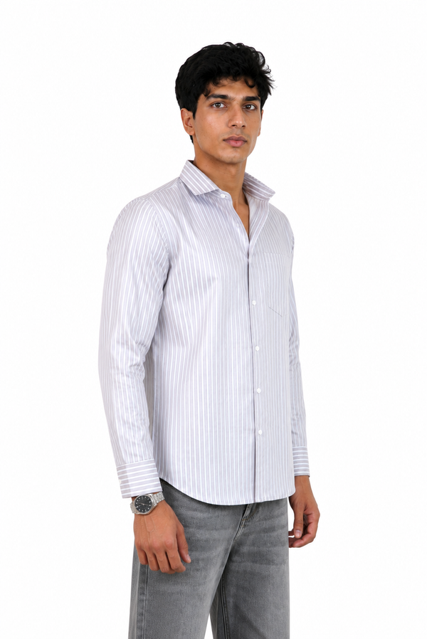 Ivory Lavender Stripes shirt