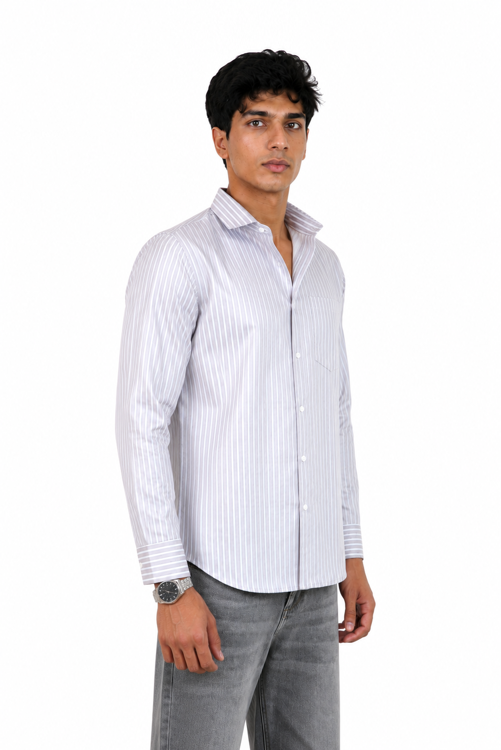 Ivory Lavender Stripes shirt
