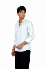 Ice Blue Printed Shirt
