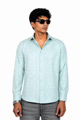 Aqua Blue Printed Shirt
