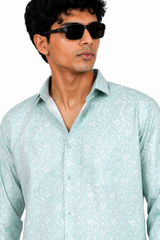 Aqua Blue Printed Shirt