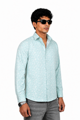Aqua Blue Printed Shirt