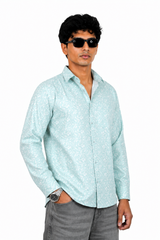 Aqua Blue Printed Shirt