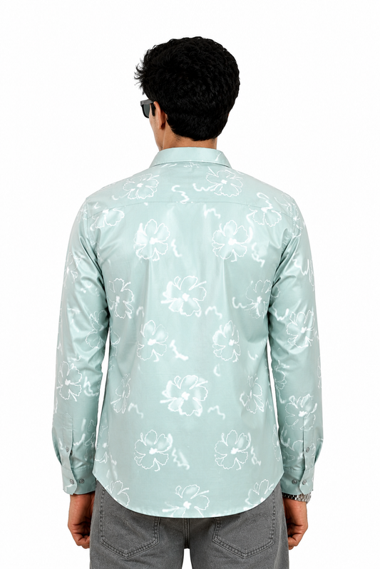 Mint Floral printed Shirt