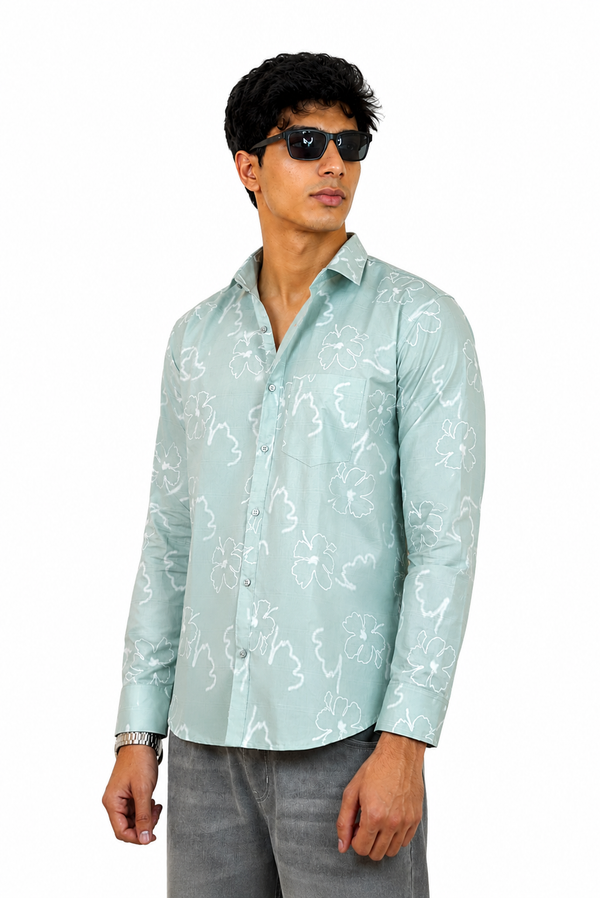 Mint Floral printed Shirt