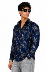 Indigo Leaf printed shirt
