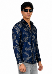 Indigo Leaf printed shirt