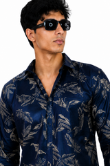Indigo Leaf printed shirt