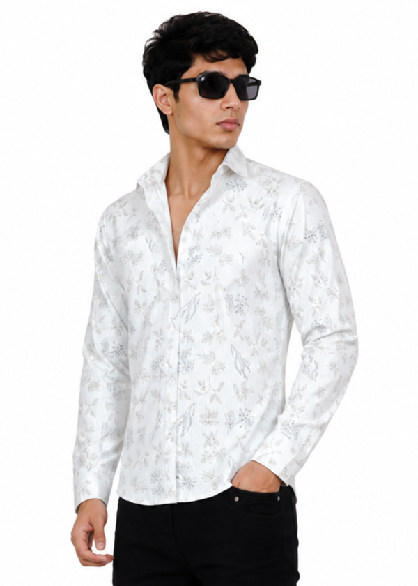 White Floral printed  Shirt