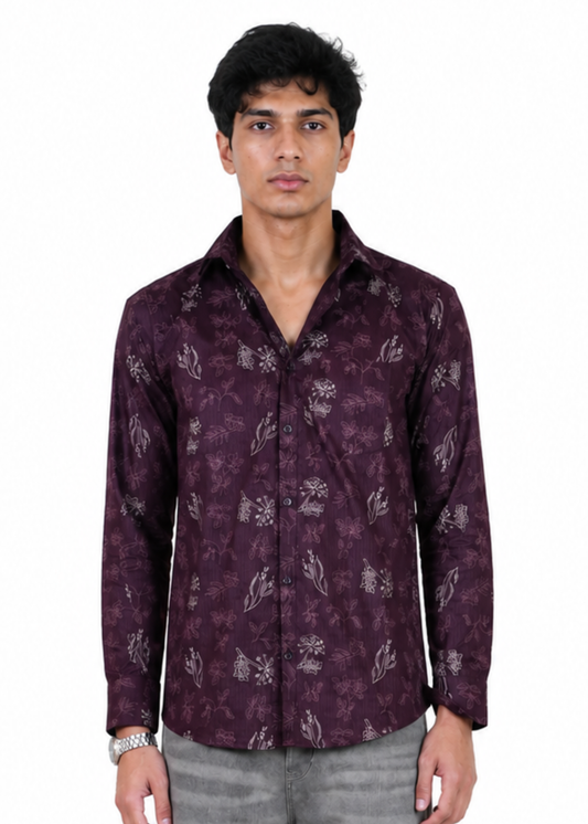 Maroon Floral Printed Shirt