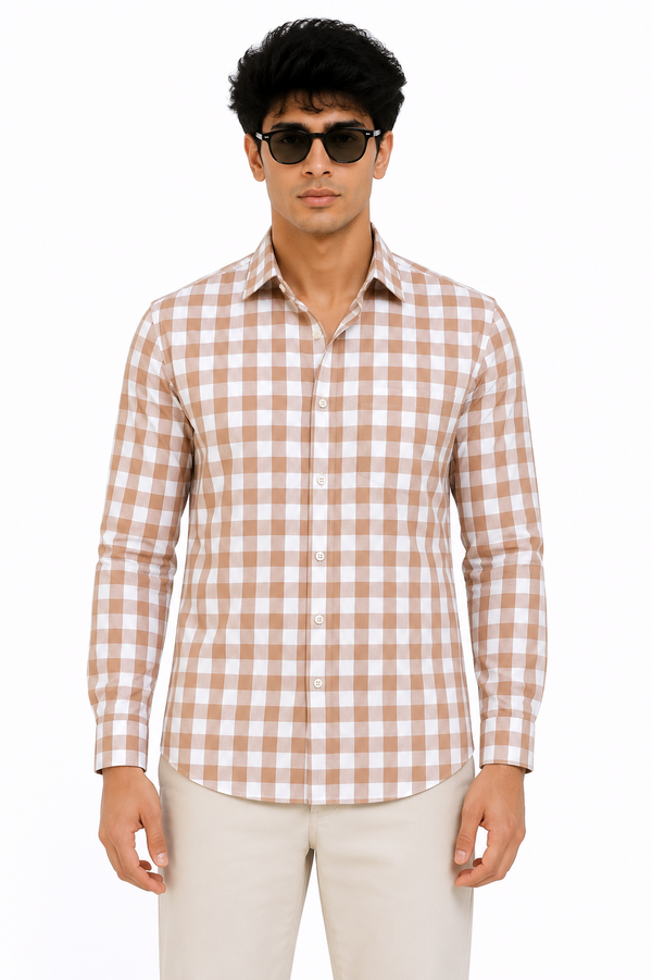 Beige Check Shirt