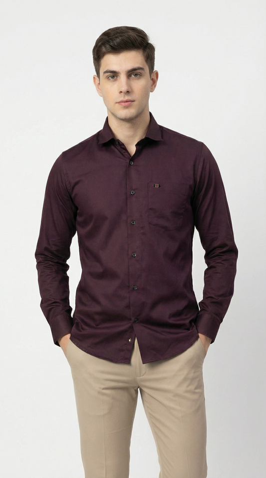 Deep Burgundy Satin Shirt