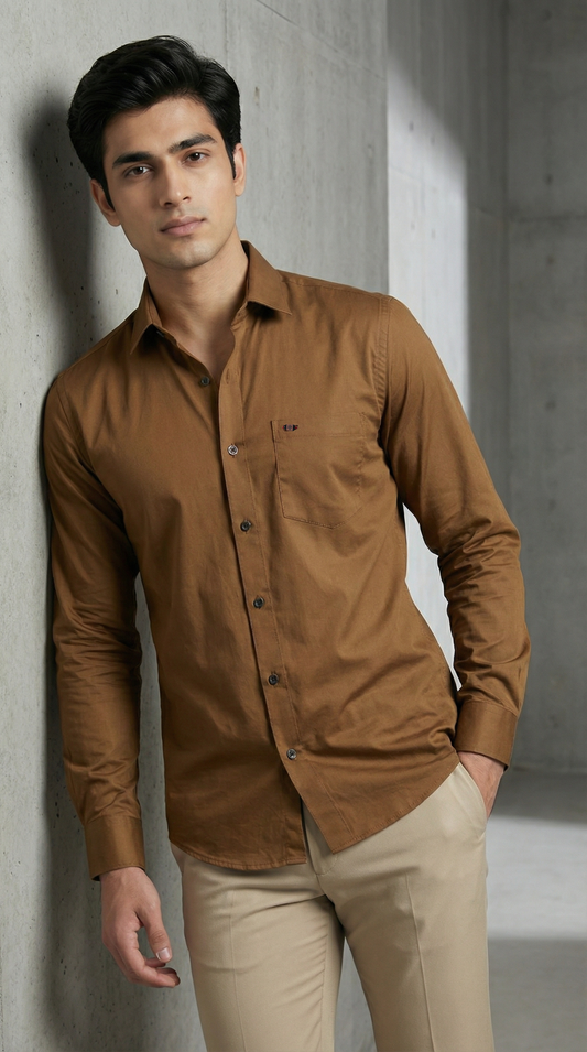 Caramel Luxe Satin Shirt