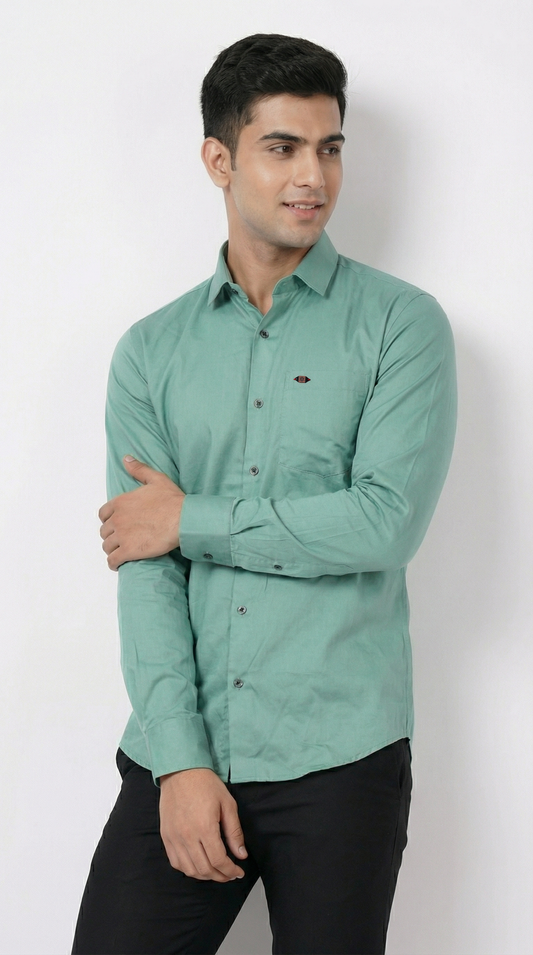 Ivory Sage Satin Shirt