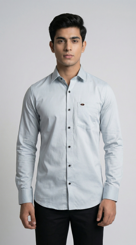 Arctic Silver Satin Shirt