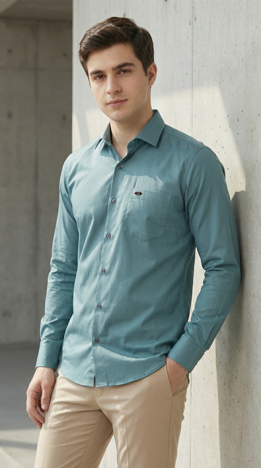 Oceanic Teal Satin Shirt