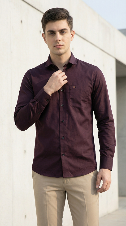 Deep Burgundy Satin Shirt
