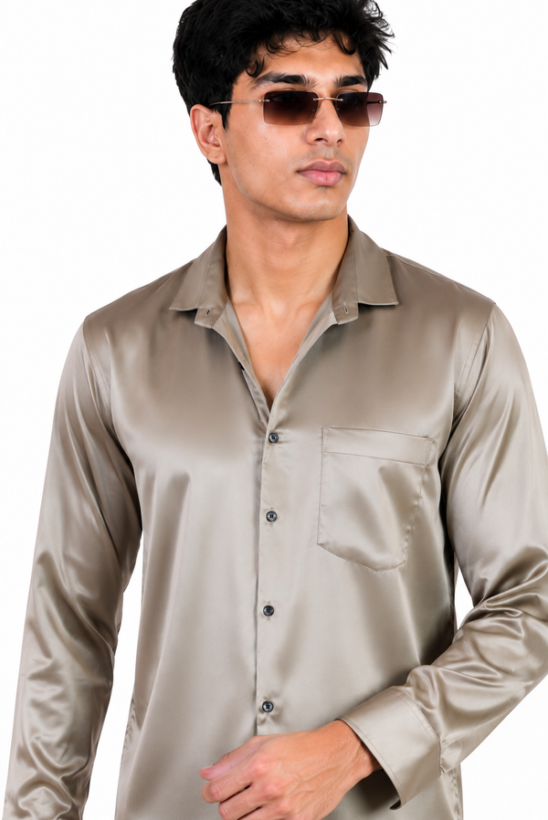 Mushroom Beige satin shirt