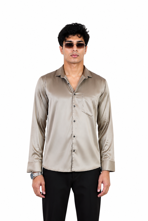 Mushroom Beige satin shirt