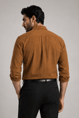 Men's Solid Camel Linen Shirt