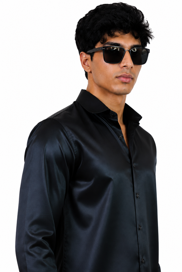 Black Mirage Satin Shirt