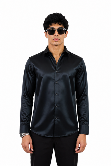 Black Mirage Satin Shirt