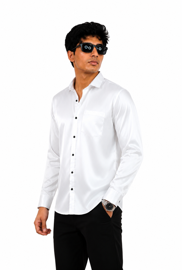 Lunar White Satin shirt