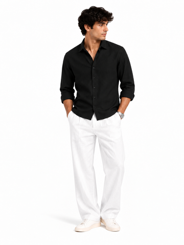 Black Linen Blend Shirt