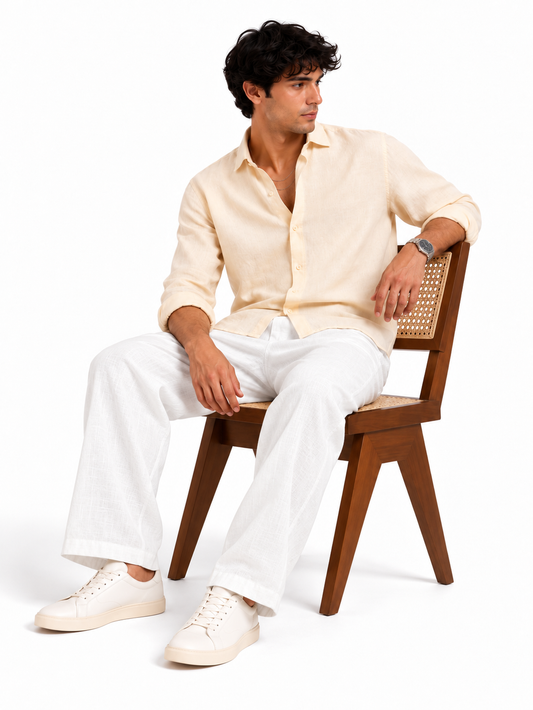 Butter Yellow Linen Blend Shirt