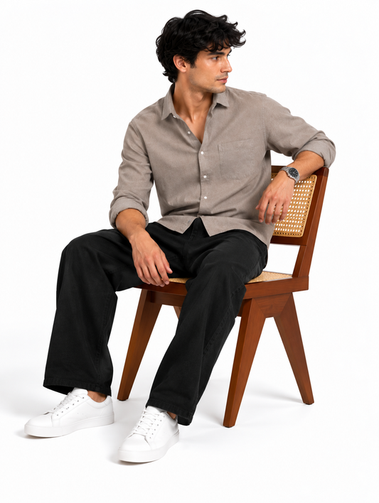 Grey Linen Blend Shirt
