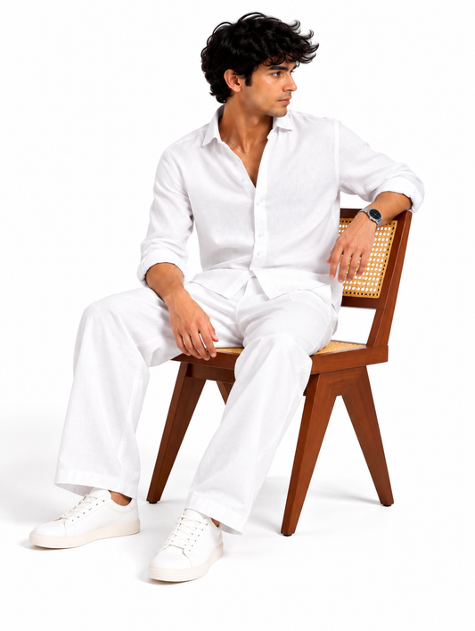 Ivory Linen Blend Shirt