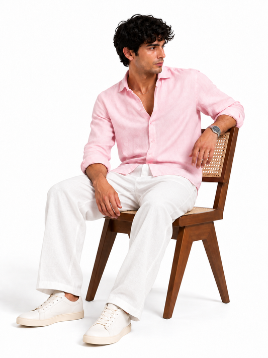 Blush Pink Linen Blend Shirt