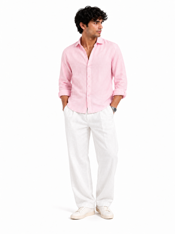 Blush Pink Linen Blend Shirt
