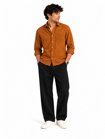 Camel Linen Blend Shirt